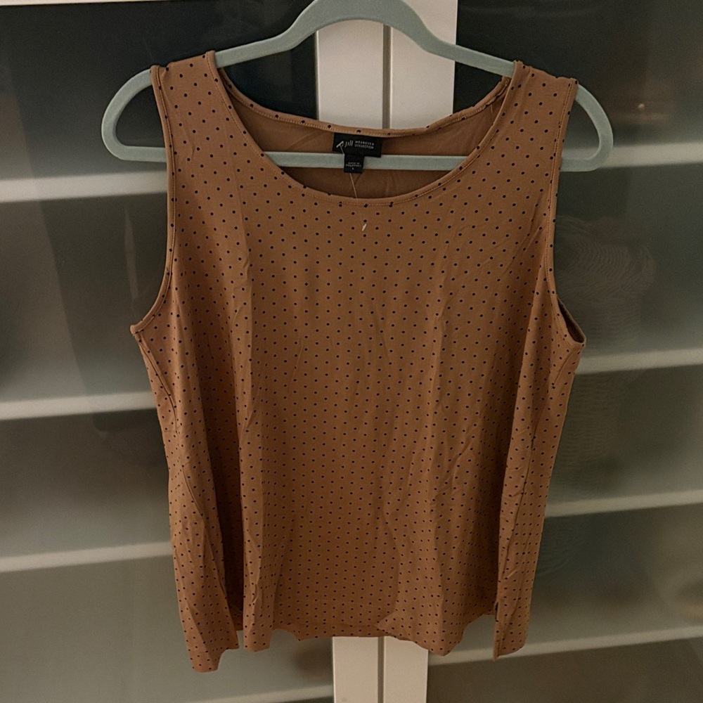 NEW J. Jill Tan and Black Polka Dot Tank Top